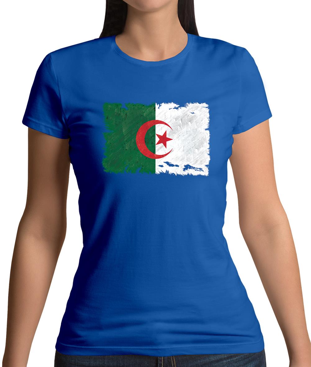 Algeria Grunge Style Flag Womens T-Shirt