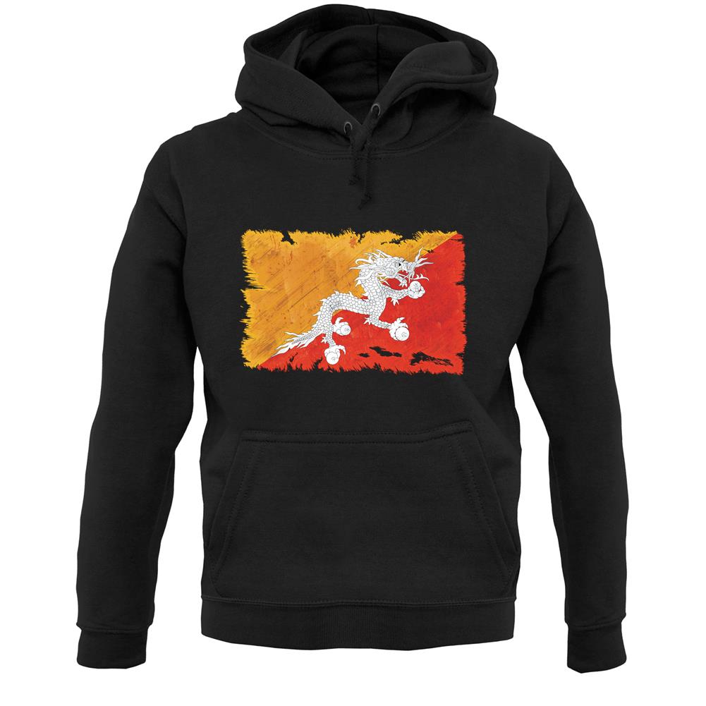 Bhutan Grunge Style Flag Unisex Hoodie