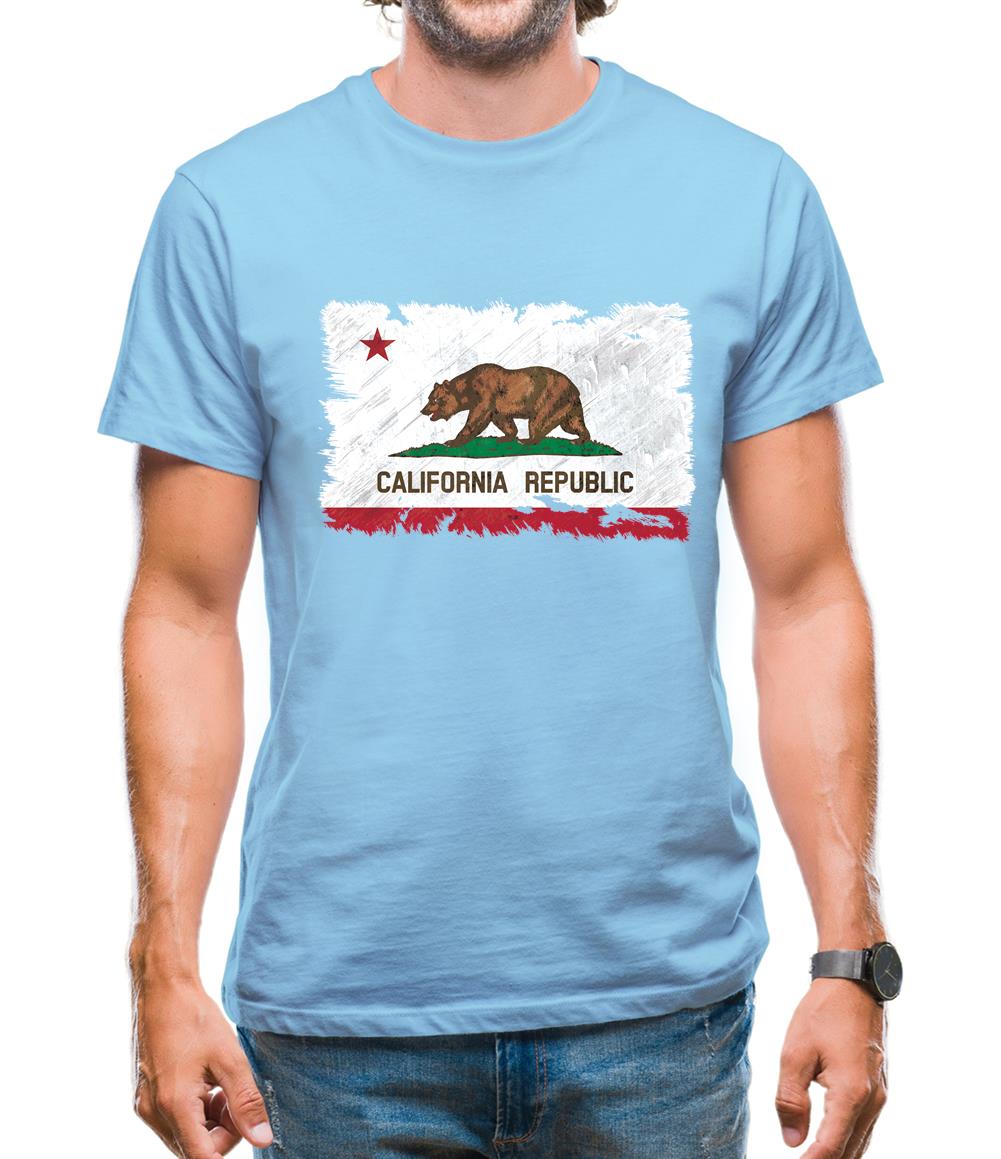 California Grunge Style Flag Mens T-Shirt