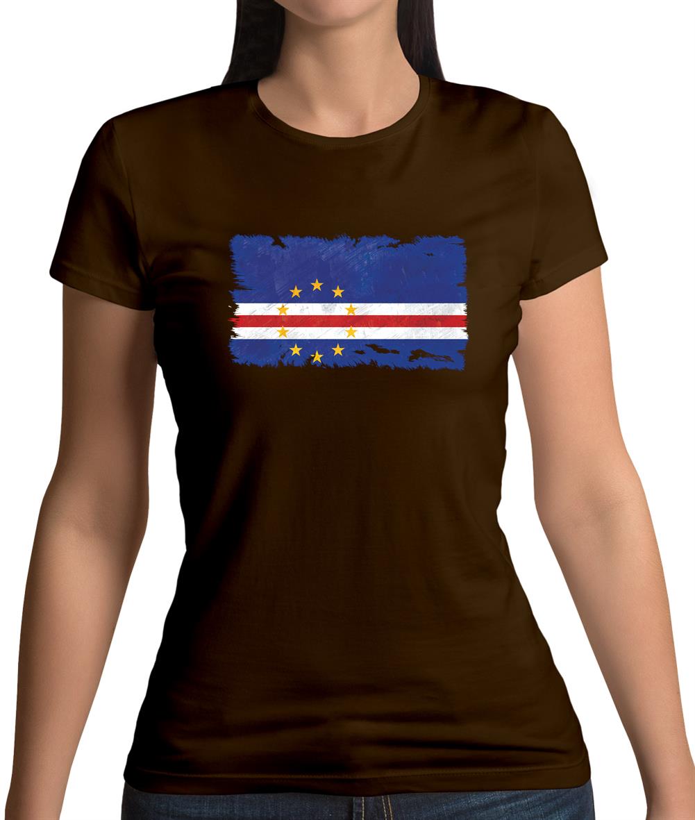 Cape Verde Grunge Style Flag Womens T-Shirt