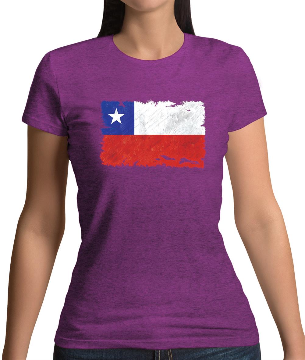 Chile Grunge Style Flag Womens T-Shirt