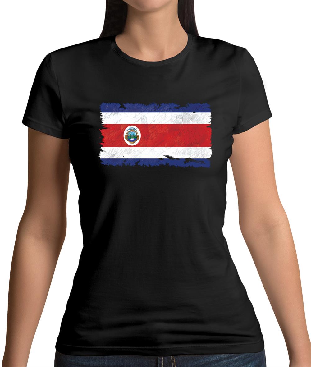 Costa Rica Grunge Style Flag Womens T-Shirt