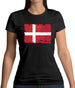 Denmark Grunge Style Flag Womens T-Shirt