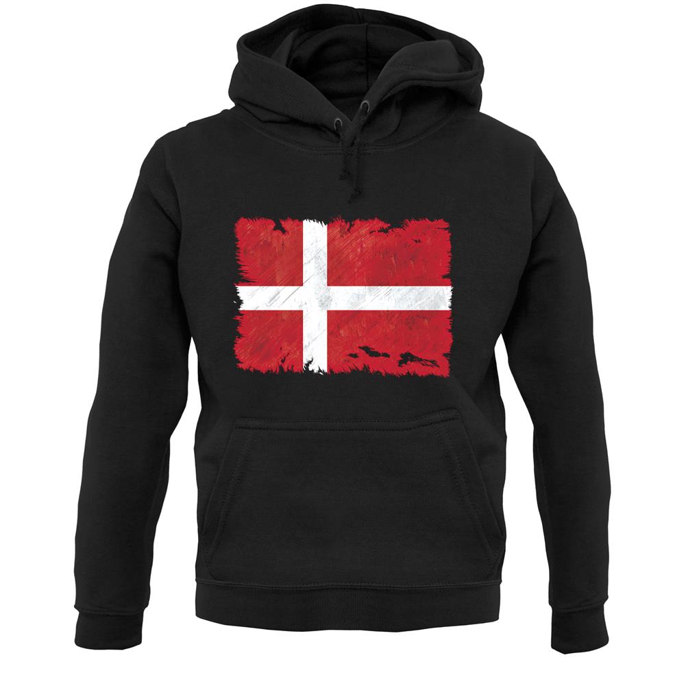 Denmark Grunge Style Flag Unisex Hoodie