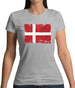 Denmark Grunge Style Flag Womens T-Shirt