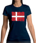 Denmark Grunge Style Flag Womens T-Shirt