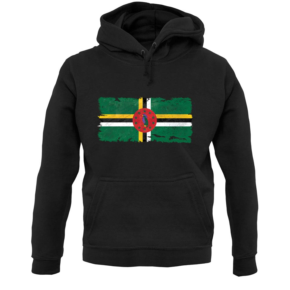 Dominica Grunge Style Flag Unisex Hoodie