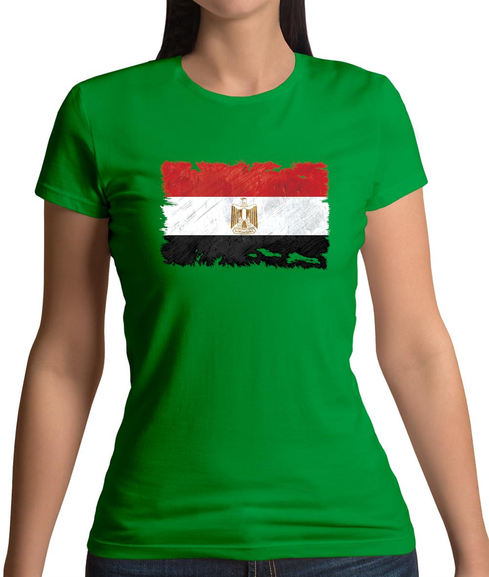 Egypt Grunge Style Flag Womens T-Shirt