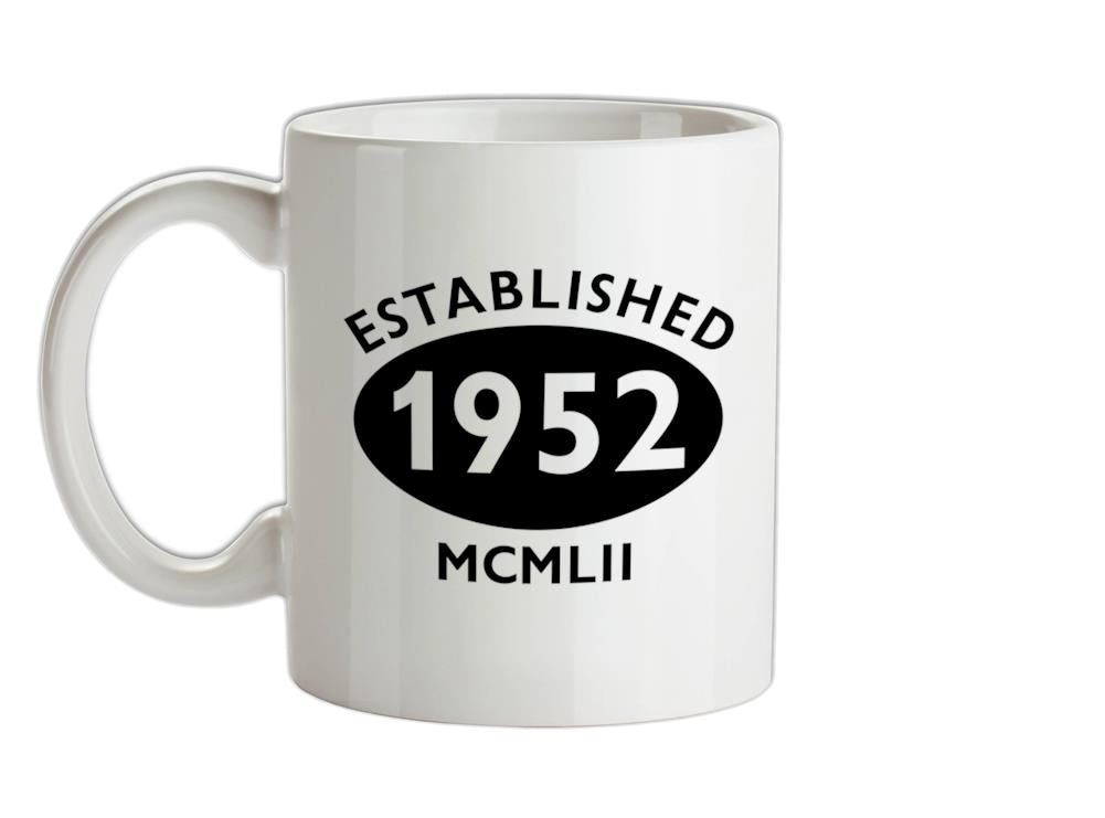 Established Roman Numerals Birthday 1952 Ceramic Mug
