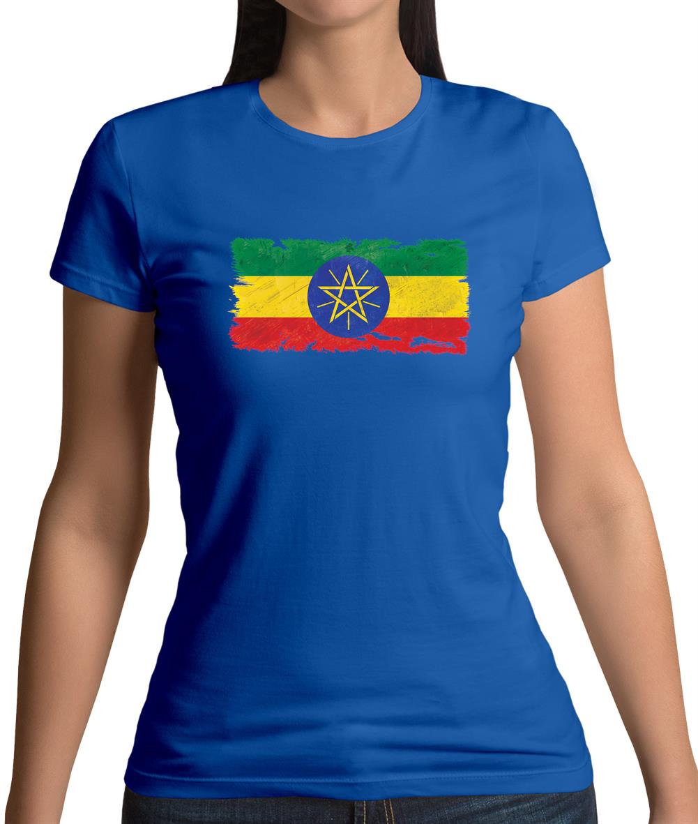 Ethiopia Grunge Style Flag Womens T-Shirt