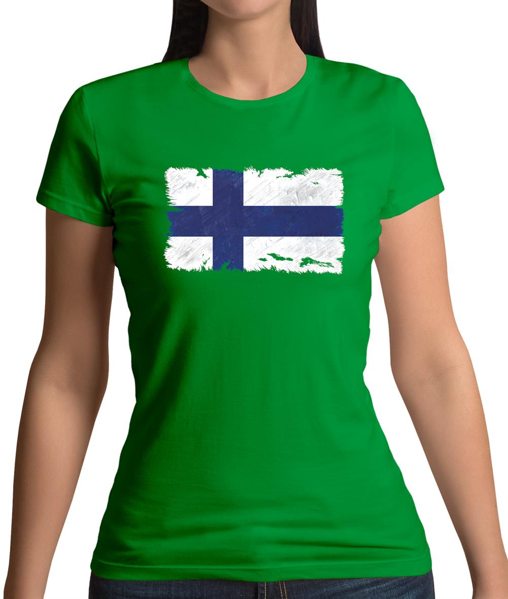 Finland Grunge Style Flag Womens T-Shirt