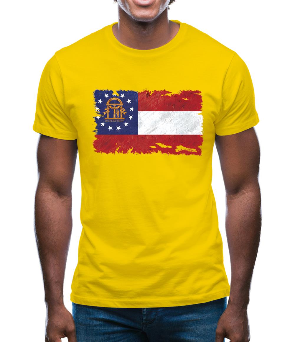 Georgia Grunge Style Flag Mens T-Shirt