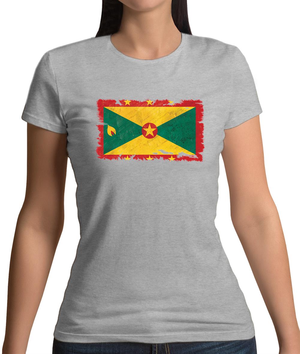 Grenada Grunge Style Flag Womens T-Shirt