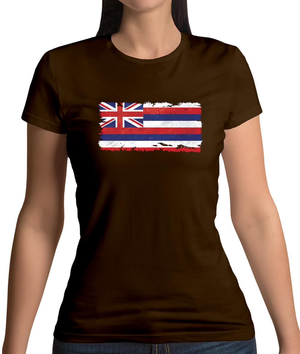 Hawaii Grunge Style Flag Womens T-Shirt