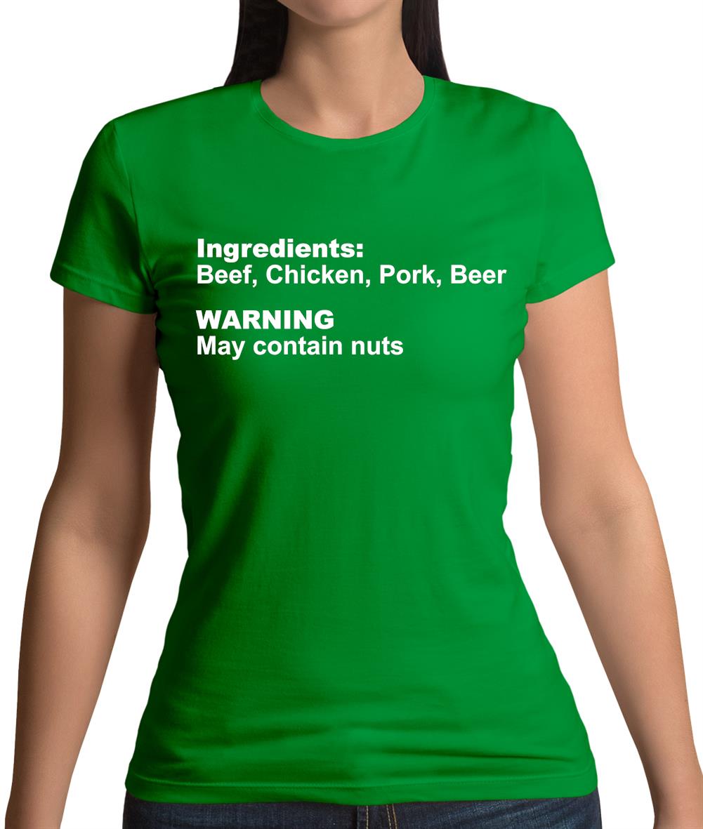 Human Ingredients May Contain Nuts Womens T-Shirt