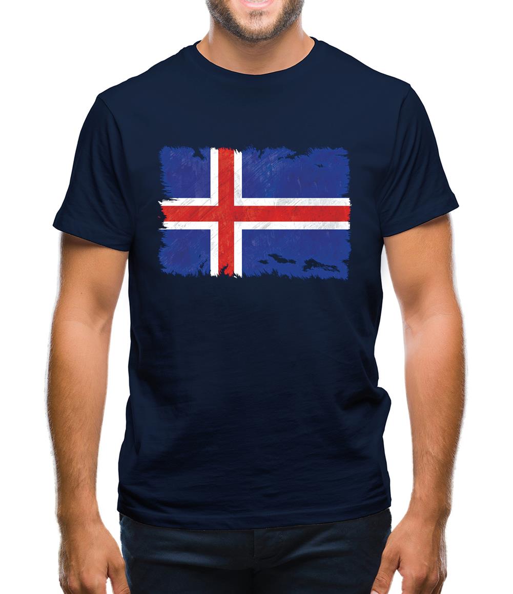 Iceland Grunge Style Flag Mens T-Shirt