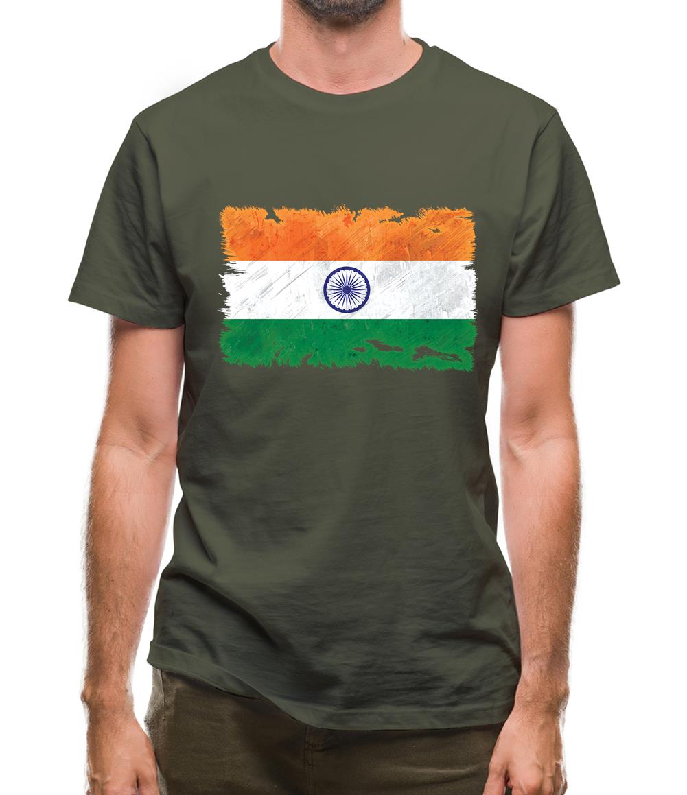 India Grunge Style Flag Mens T-Shirt