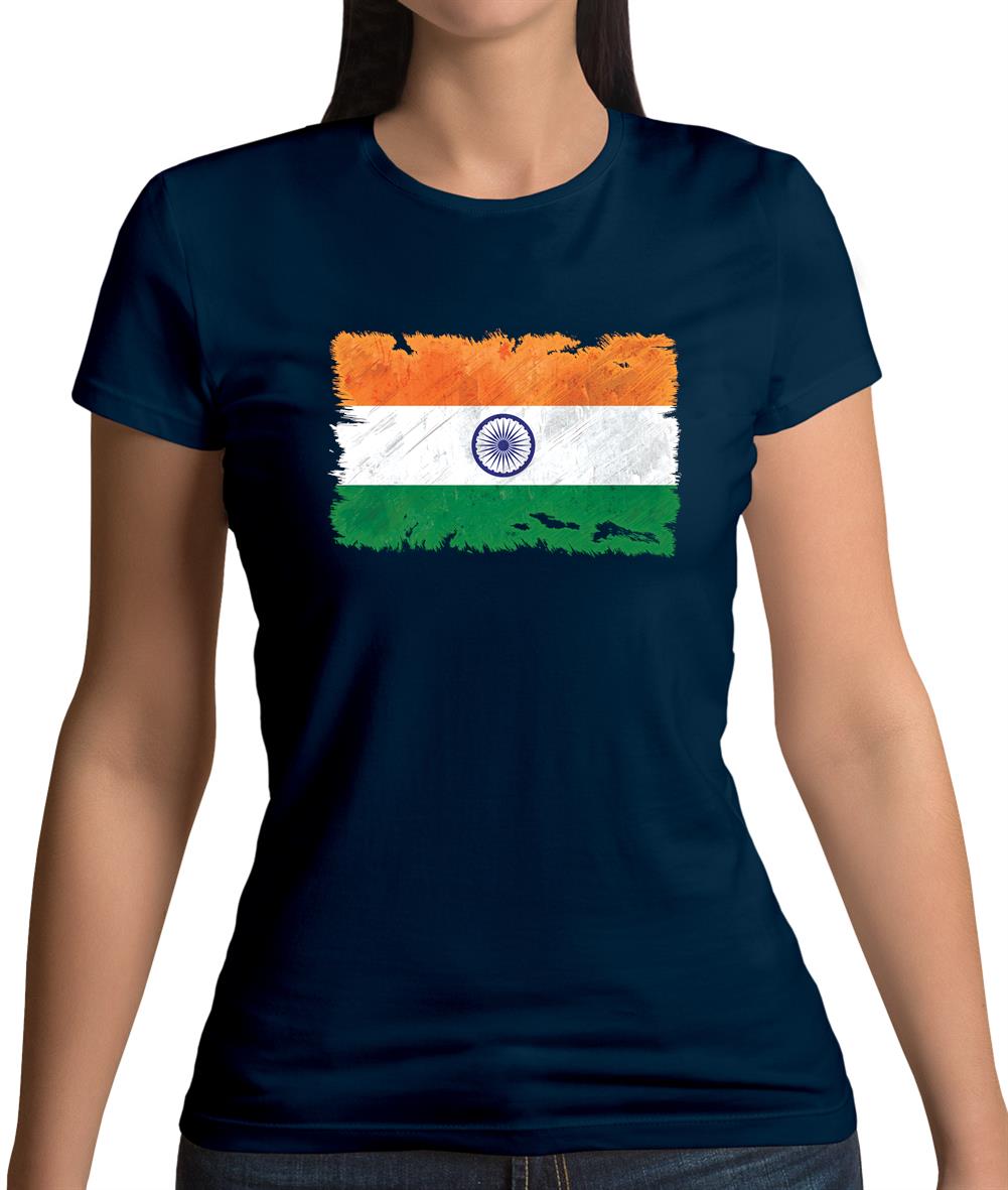 India Grunge Style Flag Womens T-Shirt