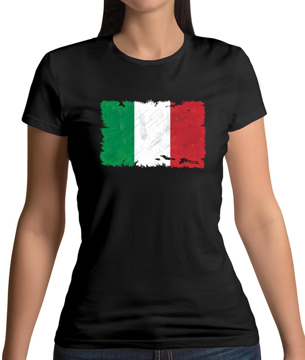 Italy Grunge Style Flag Womens T-Shirt