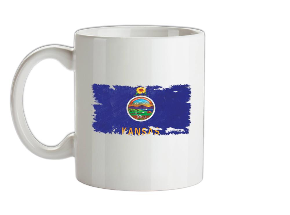 Kansas Grunge Style Flag Ceramic Mug