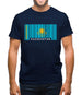 Kazakhstan Barcode Style Flag Mens T-Shirt