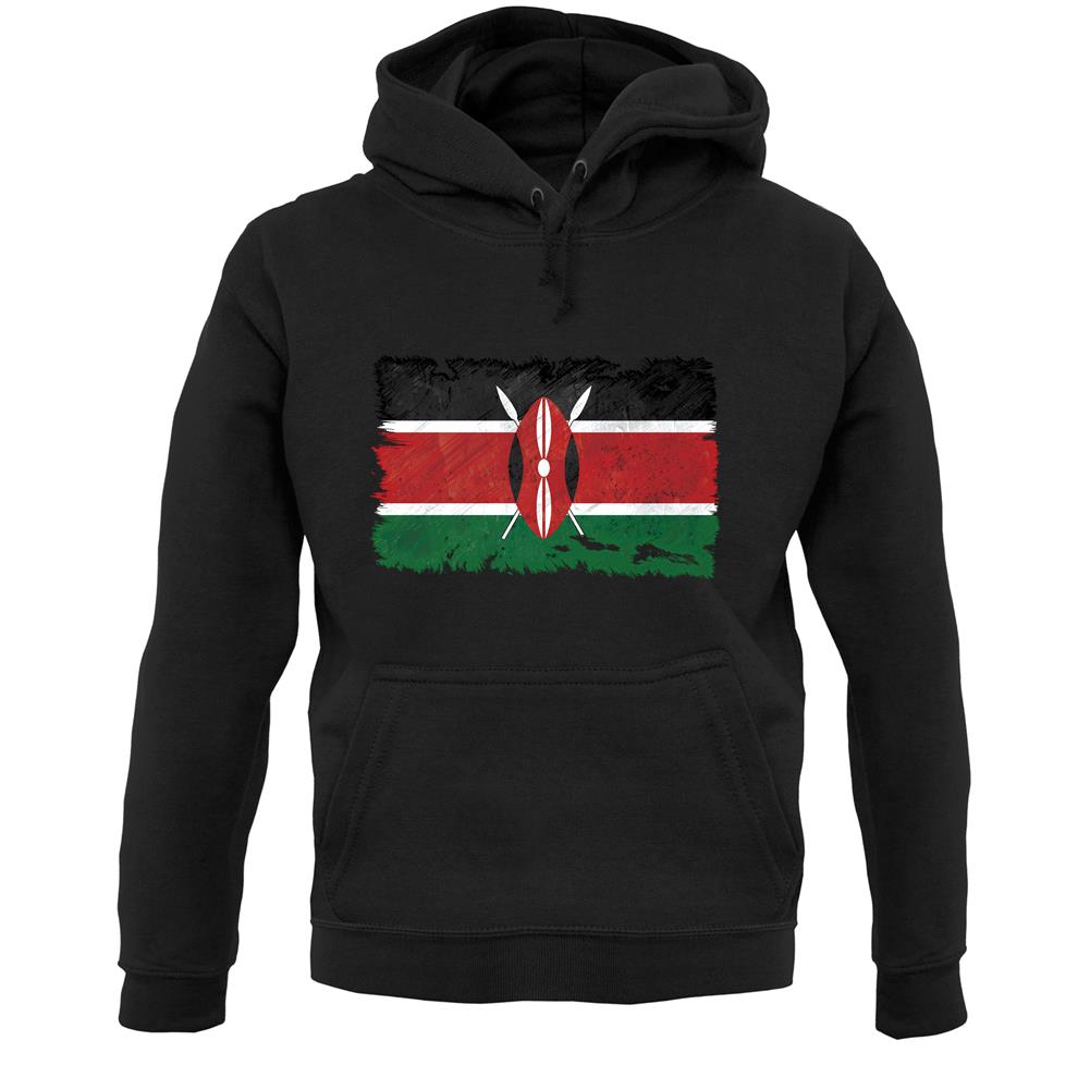 Kenya Grunge Style Flag Unisex Hoodie