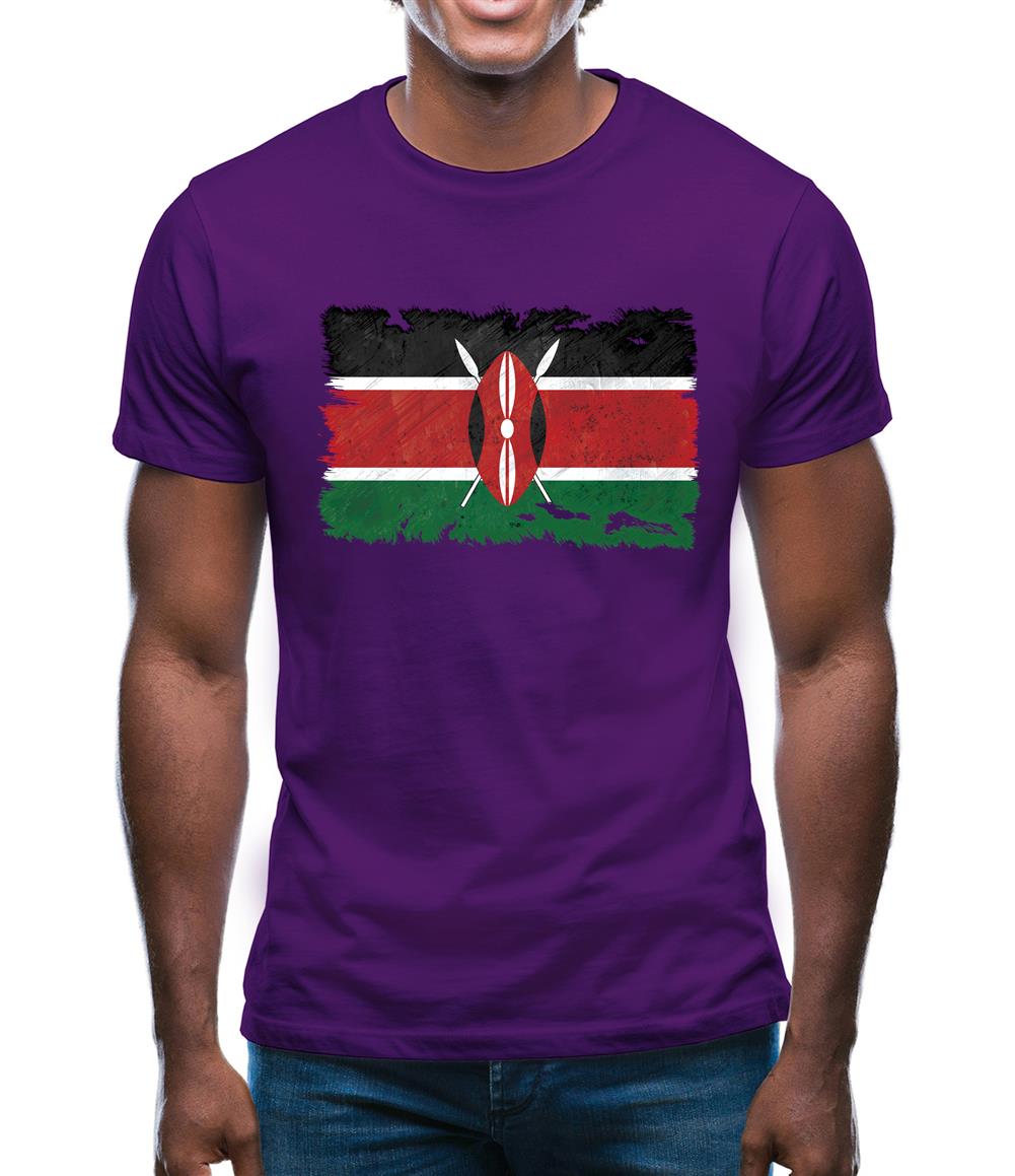 Kenya Grunge Style Flag Mens T-Shirt