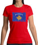 Kosovo Grunge Style Flag Womens T-Shirt