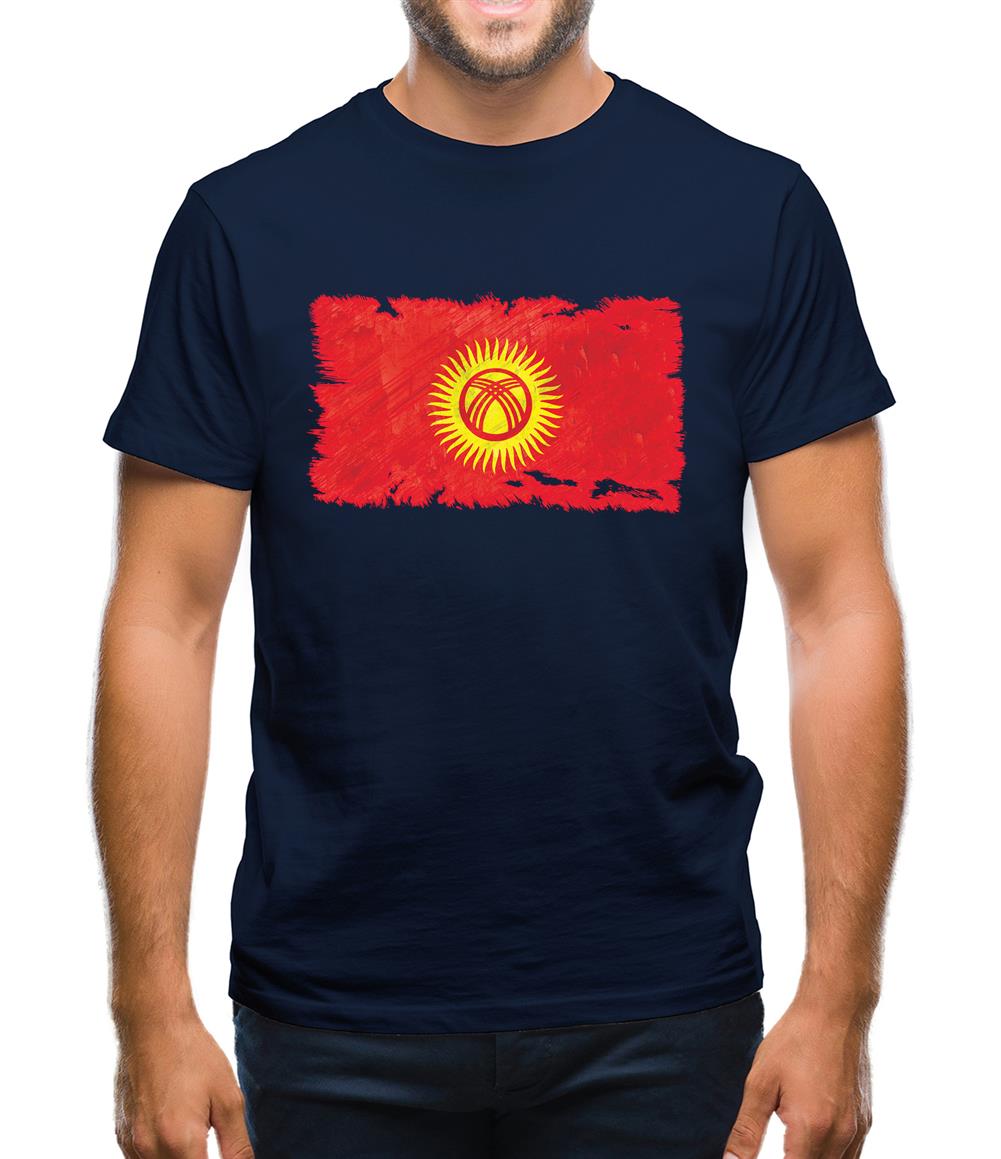 Kyrgyzstan Grunge Style Flag Mens T-Shirt