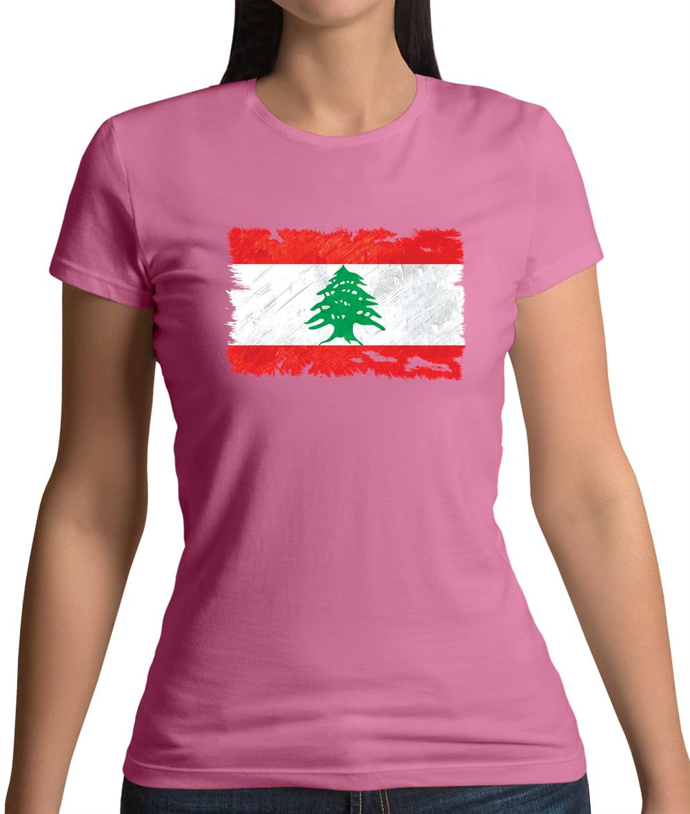 Lebanon Grunge Style Flag Womens T-Shirt