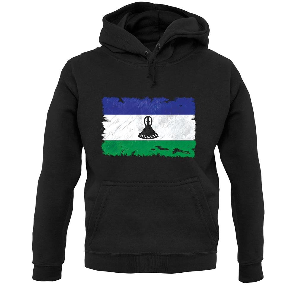 Lesotho Grunge Style Flag Unisex Hoodie