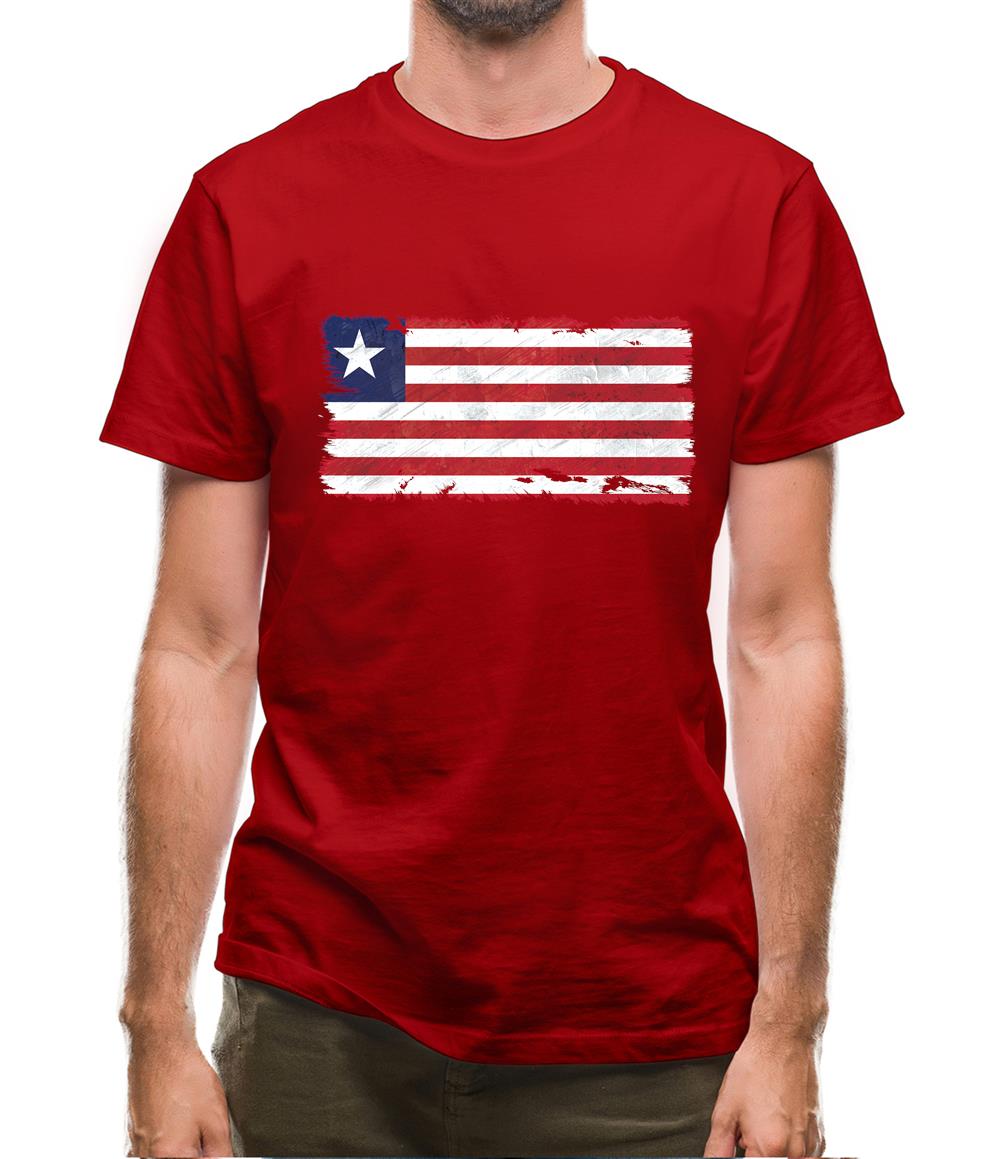 Liberia Grunge Style Flag Mens T-Shirt