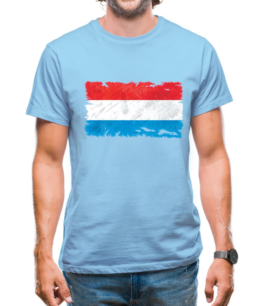 Luxembourg Grunge Style Flag Mens T-Shirt