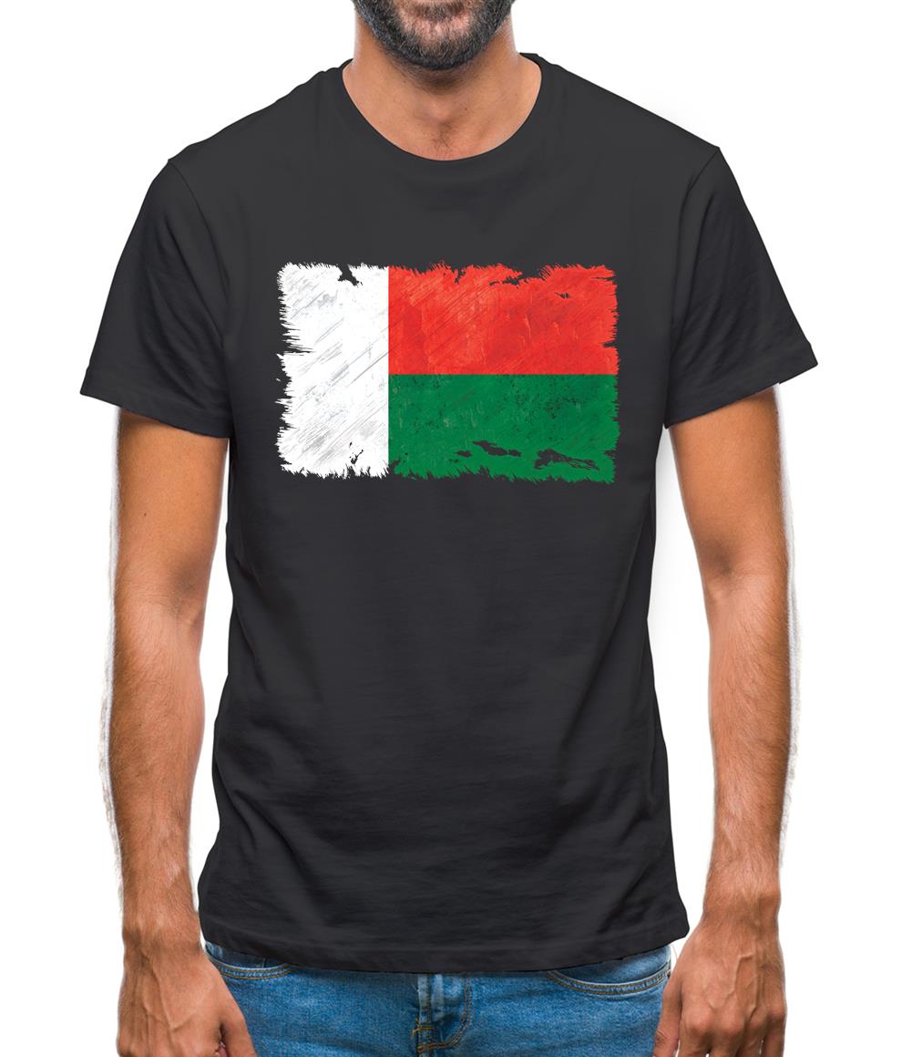 Madagascar Grunge Style Flag Mens T-Shirt