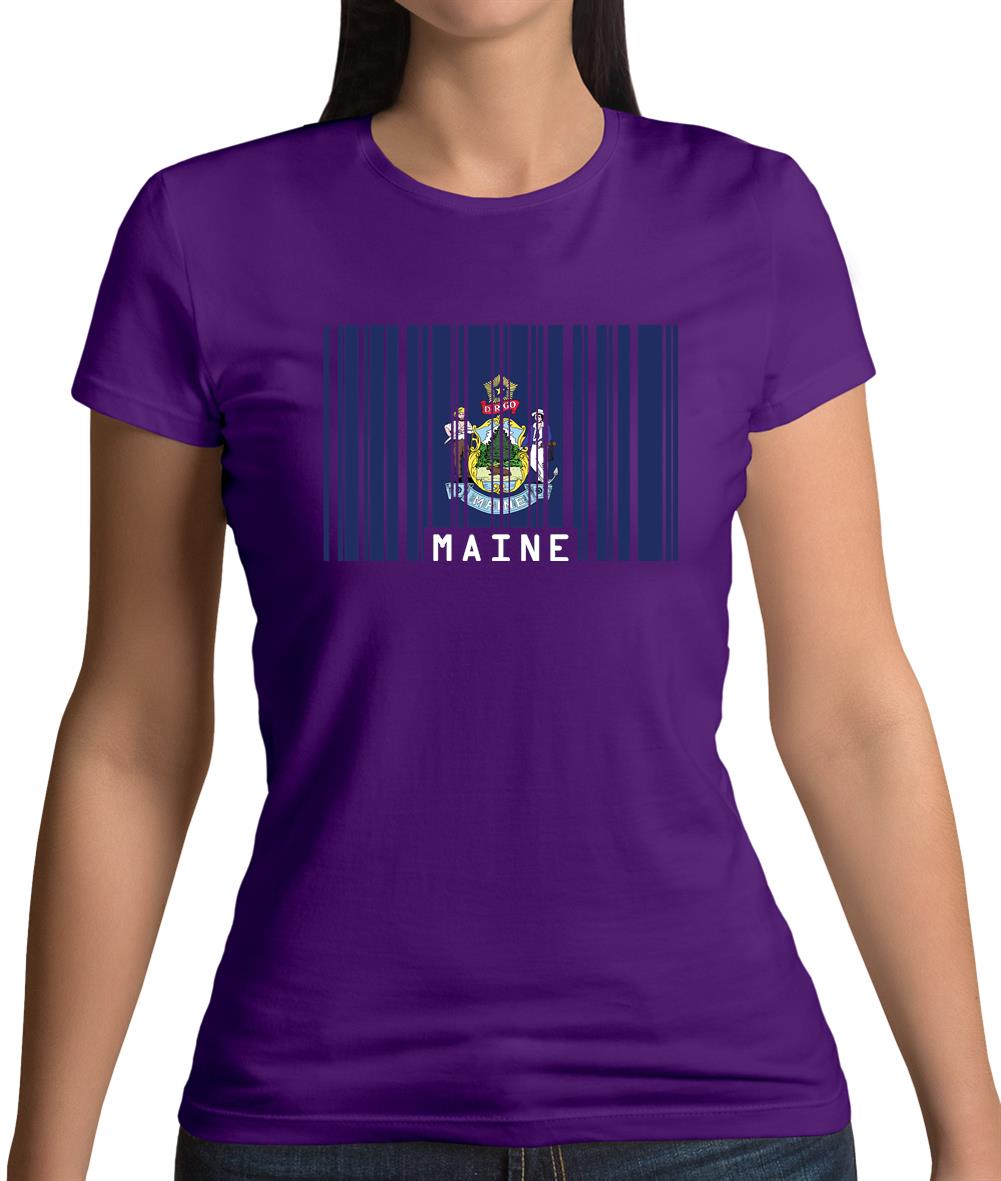Maine Barcode Style Flag Womens T-Shirt