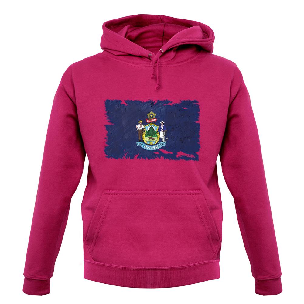 Maine Grunge Style Flag unisex hoodie