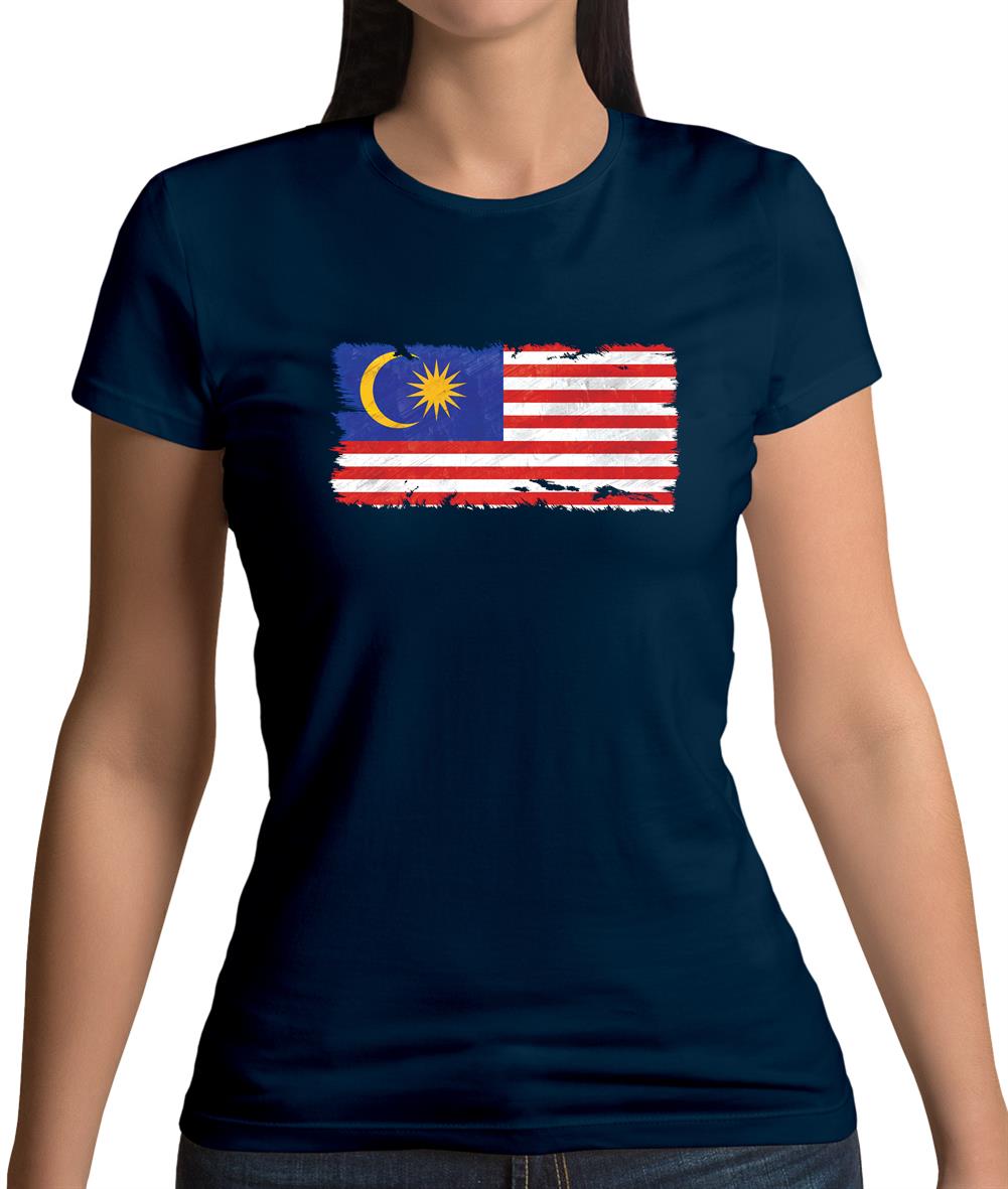 Malaysia Grunge Style Flag Womens T-Shirt