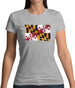 Maryland Grunge Style Flag Womens T-Shirt