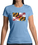 Maryland Grunge Style Flag Womens T-Shirt