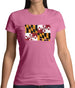 Maryland Grunge Style Flag Womens T-Shirt