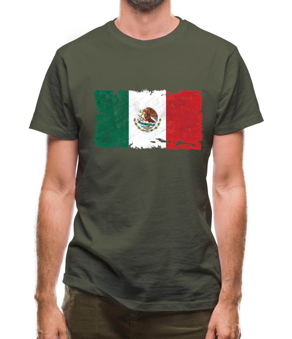 Mexico Grunge Style Flag Mens T-Shirt