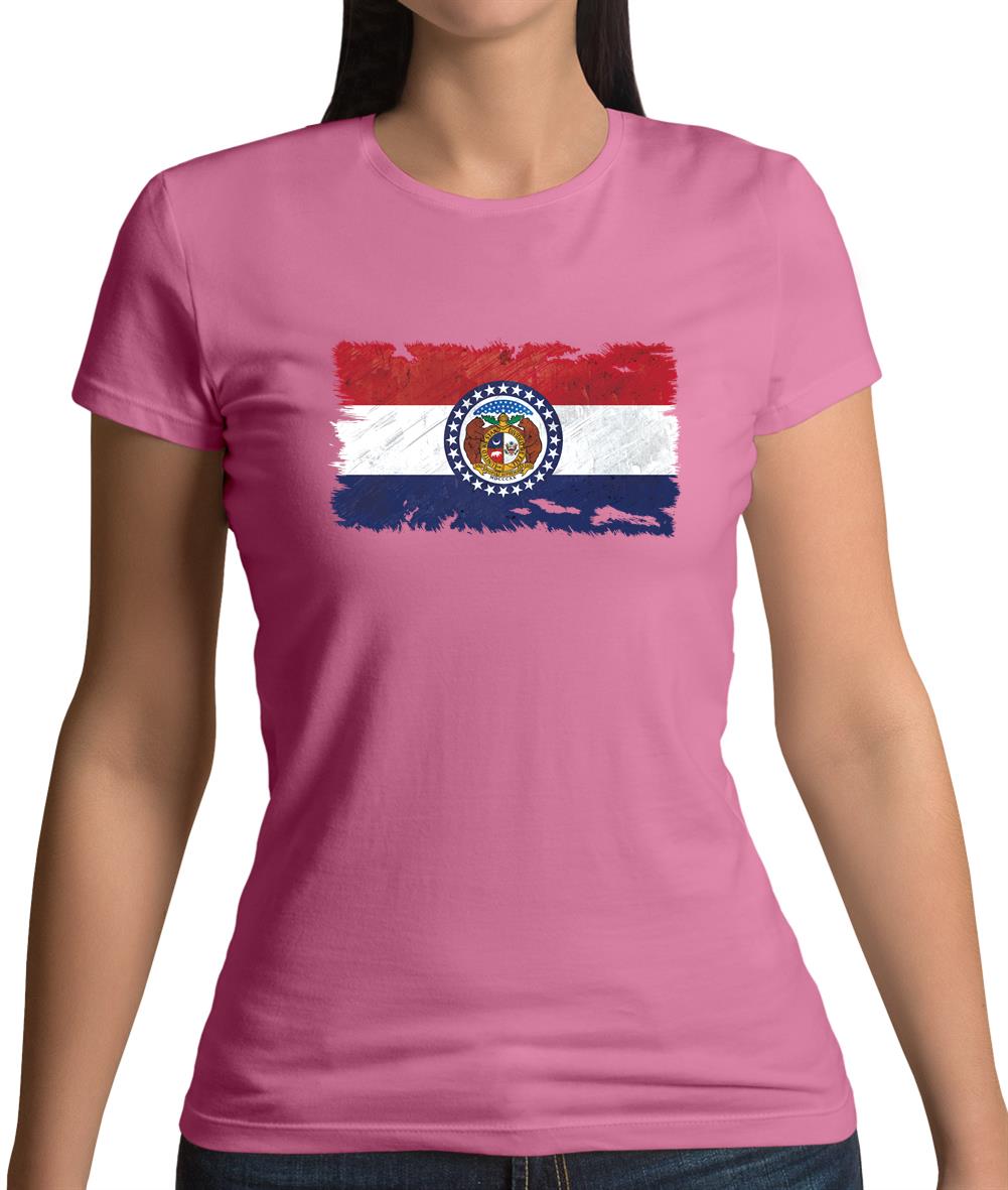 Missouri Grunge Style Flag Womens T-Shirt