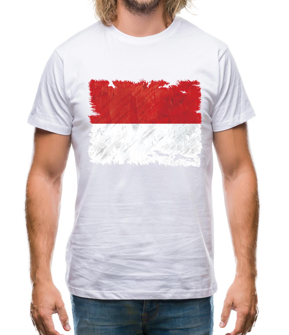 Monaco Grunge Style Flag Mens T-Shirt