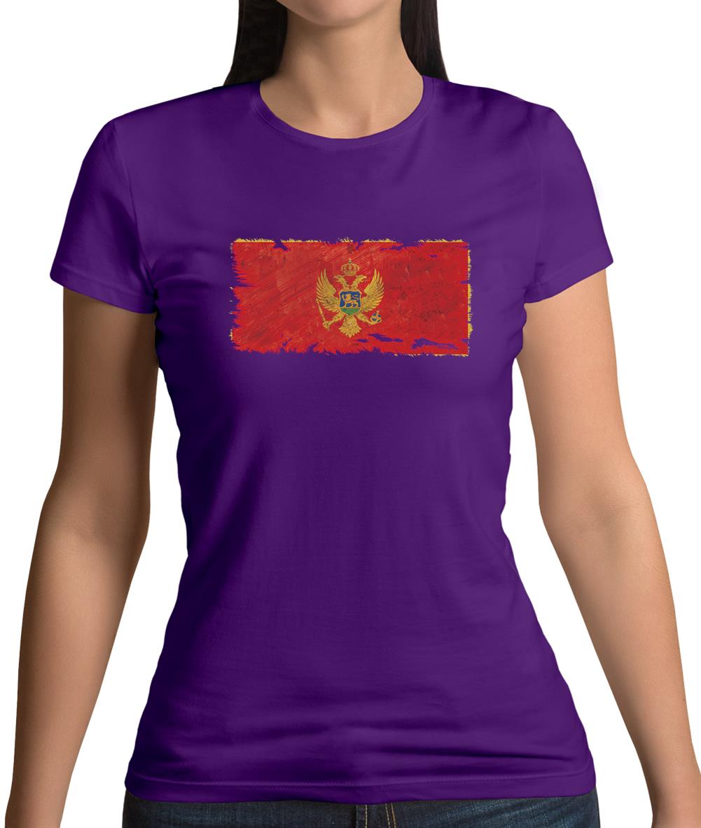 Montenegro Grunge Style Flag Womens T-Shirt