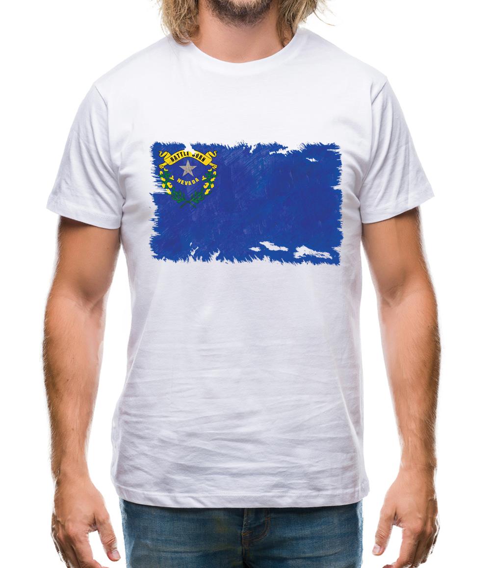 Nevada Grunge Style Flag Mens T-Shirt