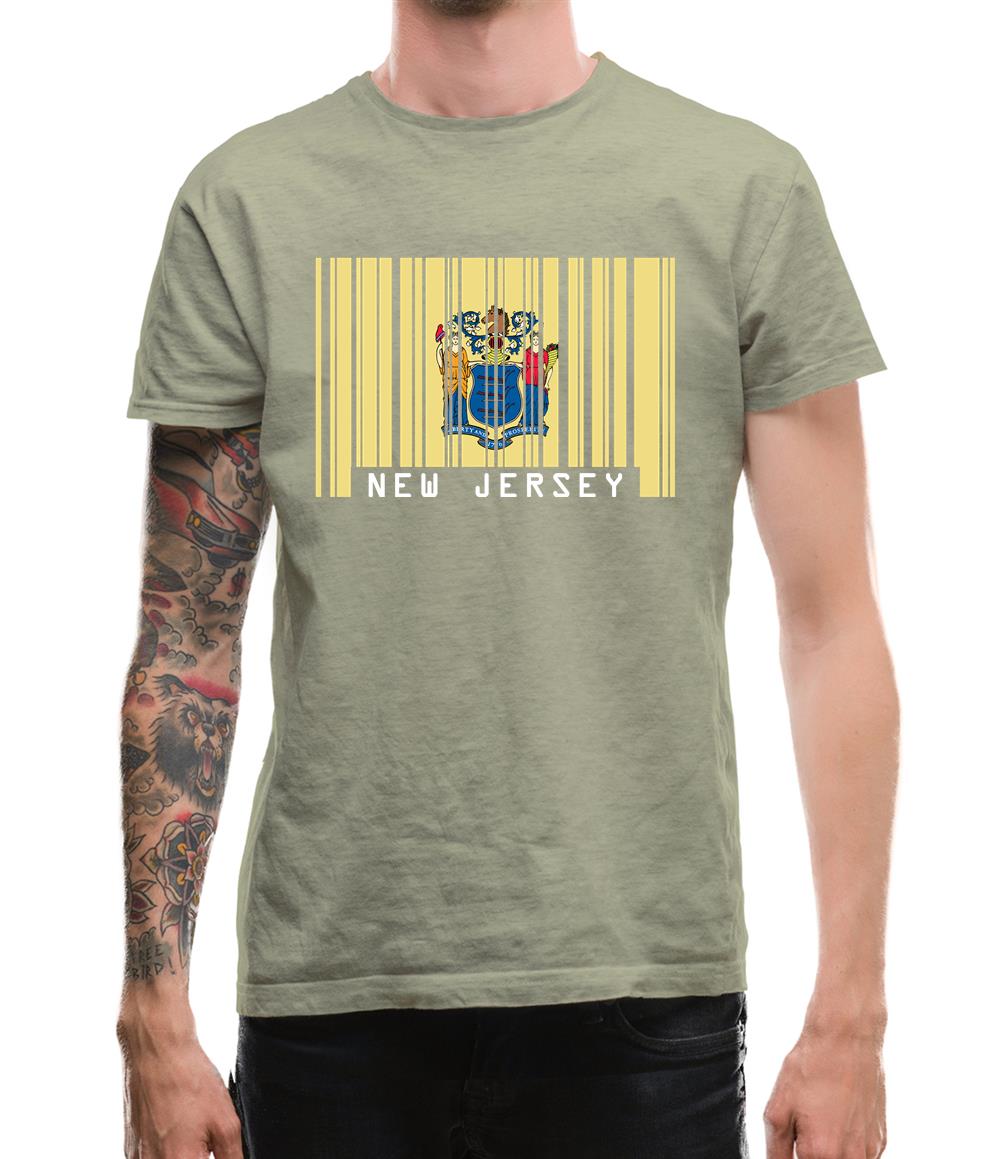New Jersey  Barcode Style Flag Mens T-Shirt