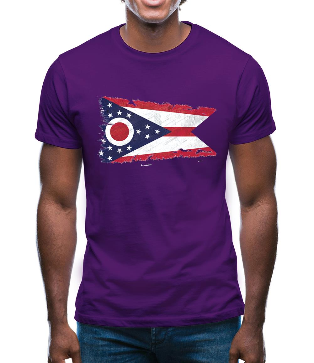 Ohio Grunge Style Flag Mens T-Shirt