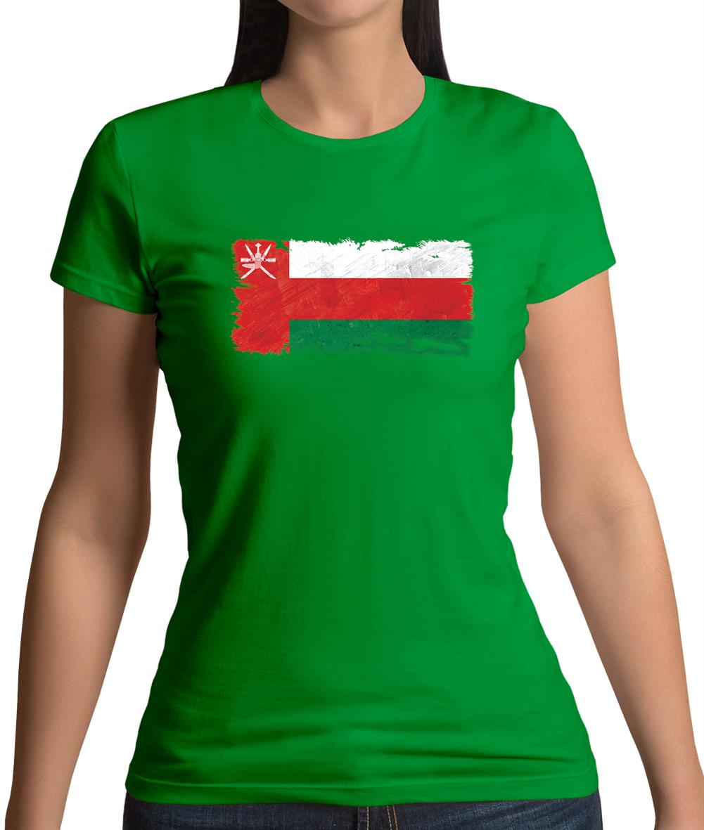 Oman Grunge Style Flag Womens T-Shirt