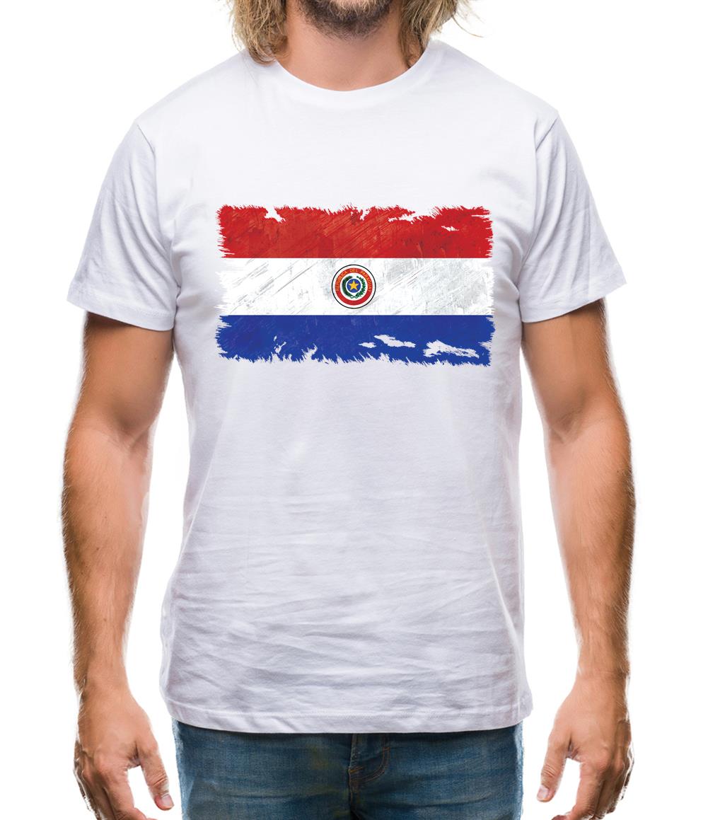 Paraguay Grunge Style Flag Mens T-Shirt