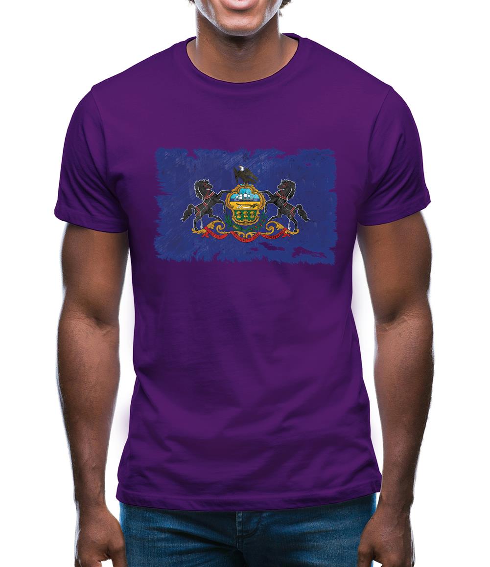 Pennsylvania Grunge Style Flag Mens T-Shirt